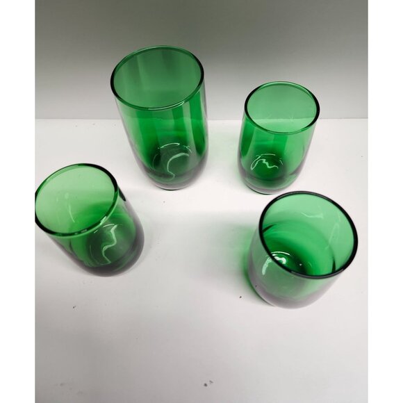 Forest Green Vintage Glasses, Roly Poly Anchor Hocking Set (4) - Picture 7 of 7